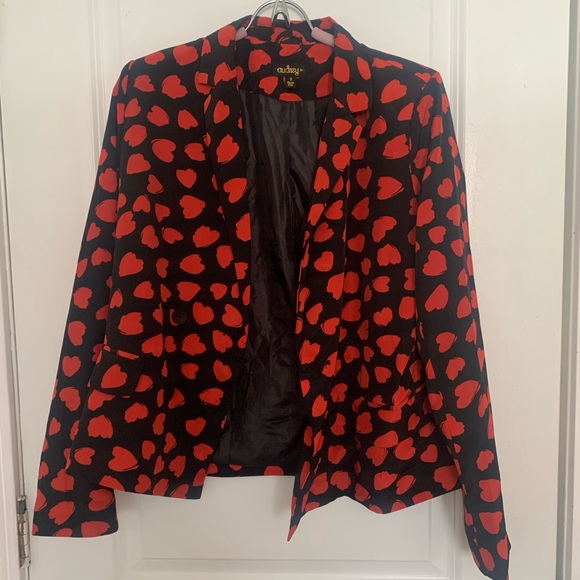 Black & Res Heart Print Blazer - Picture 1 of 3